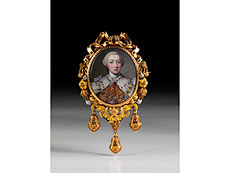 Хампель Goldbrosche mit Miniaturbildnis von George III. (1760 König von England)