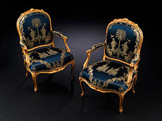 Bedeutendes Paar Louis XV-Fauteuils  von Philippe-Josephe Pluvinet