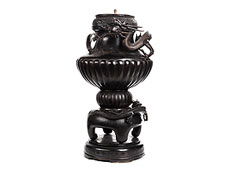 Hampel Große Deckelvase in Bronze