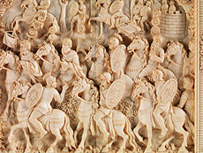 Hampel Bedeutendes Triptychon in Elfenbein, Silber, Email und Steinbesatz, dem Thema des r�mischen Kaisers Marc Aurel, 121 - 180 n. Chr., gewidmet