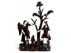 Hampel Figurengruppe in Holz und Elfenbein in Art  von Simon Troger, 1639 - 1768