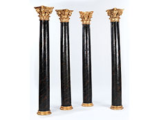 Hampel Satz von vier barocken, marmorierten und teilvergoldeten S�ulen