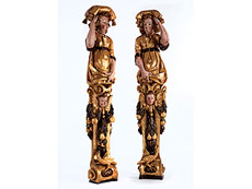 Hampel Paar große Hermenpilaster mit jugendlichen Karyatidenfiguren