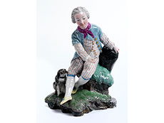 Hampel Porzellanfigurine eines Rokoko-Knaben auf Rasensockel