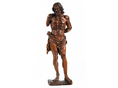 Hampel Gro�e Schnitzfigur eines Gei�elungs-Christus