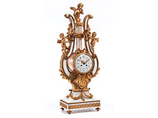 Hampel Gro�e, Lyrauhr in wei�em Marmor und feuervergoldeter Bronze