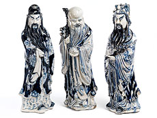 Hampel Drei Porzellanfiguren buddhistischer Schutzheiliger