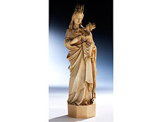 Hampel Schnitzfigur einer Madonna mit Kind in Elfenbein