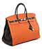 Detailabbildung:  Hermès Birkin Bag 40 cm Special Order Horseshoe „Orange Potiron & Vert Olive“