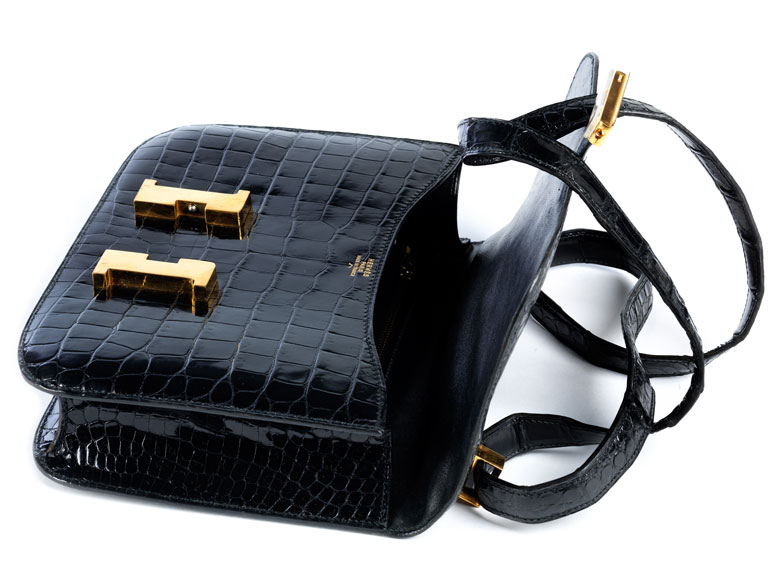 Hermès Constance 24 cm crocodile leather “Black“ - Hampel Fine Art
