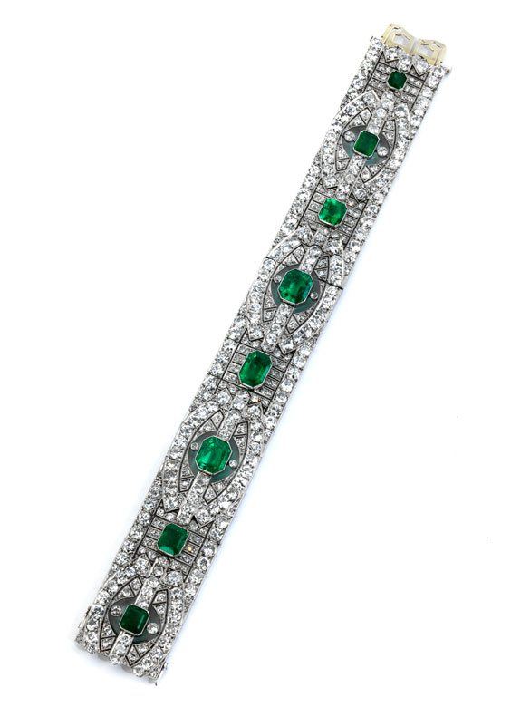 Art déco-Smaragd-Diamantarmband - Hampel Fine Art Auctions