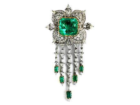 Detailabbildung:  Smaragd-Diamantbrosche von Van Cleef & Arpels