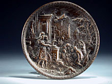 Detail images: Rundes Bronzerelief mit allegorischer Darstellung
