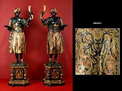Detailabbildung: Paar venezianische, große Mohrenfiguren als Leuchterträger