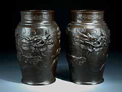 Detailabbildung: Paar chinesische Bronze-Vasen