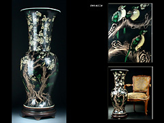 Detailabbildung: Außerordentliche große chinesische Porzellanvase der “famille noir“