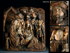 Detailabbildung: Gotisches Relief der Anbetung der Heiligen Könige