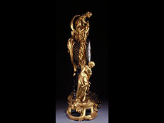 Detailabbildung: Französische Kaminuhr in Bronze, feuervergoldet