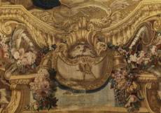 Detailabbildung: Bedeutender, musealer Gobelin aus der Pariser Gobelinmanufaktur Jean und Michel Audran, um 1750