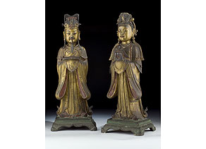 Detailabbildung:  Paar chinesische Bronzestatuen