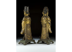 Detailabbildung: Paar chinesische Bronzestatuen