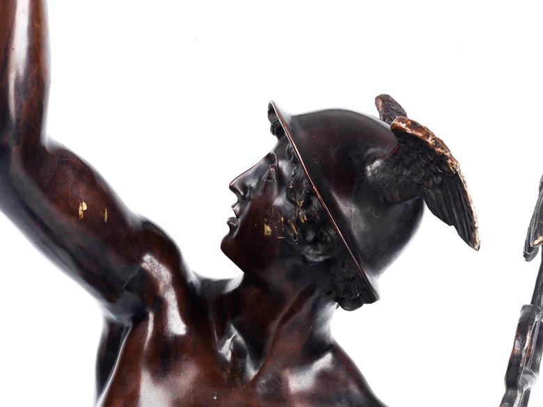 9937343-ds Skulptur Bronze Giovanni Bologna Figur Merkur im Flug H40cm 