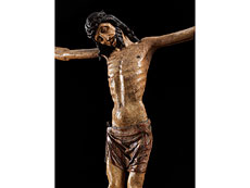Detail images: Bedeutende gotische Skulptur des gekreuzigten Christus