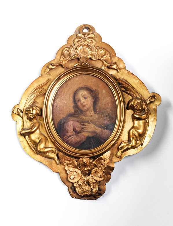 Miniatur einer Heiligen, aus dem Umkreis von Francesco de Mura