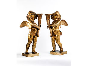Paar große, qualitätvolle Leuchterengel in Bronze