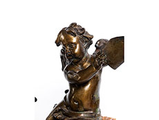Detailabbildung: Paar Engelsputten in Bronze mit religiösen Attributen