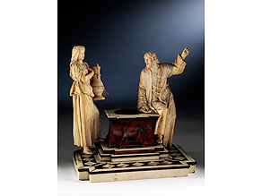 Elfenbein-Schnitzfigurengruppe „Rebecca und Elieser am Brunnen 