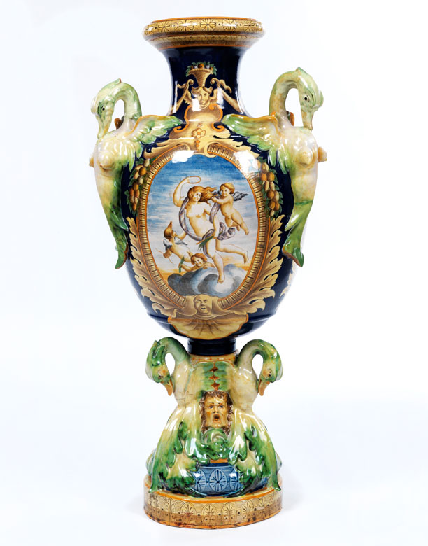 Große, italienische Majolika-Vase
