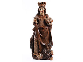 Schnitzfigur der Heiligen Katharina