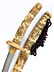 Detailabbildung:  Samurai-Schwert mit Elfenbeingriff und Tsuba in Elfenbeinscheide