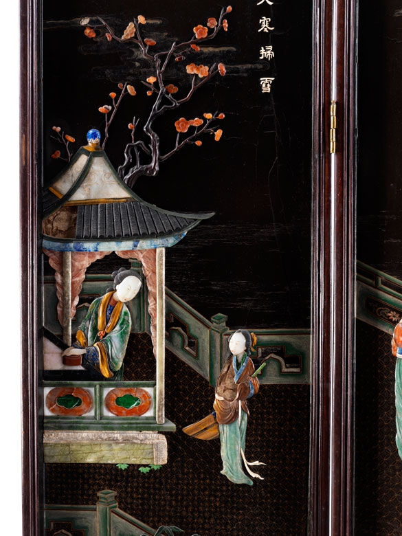 Großer, vierflügeliger Paravant Hampel Kunstauktionen